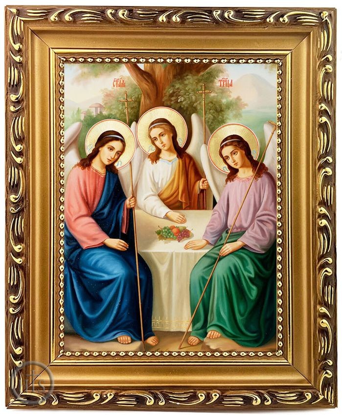 HolyTrinity Pic - The Holy Trinity, Wooden Frame Orthodox Icon with Stand, Medium