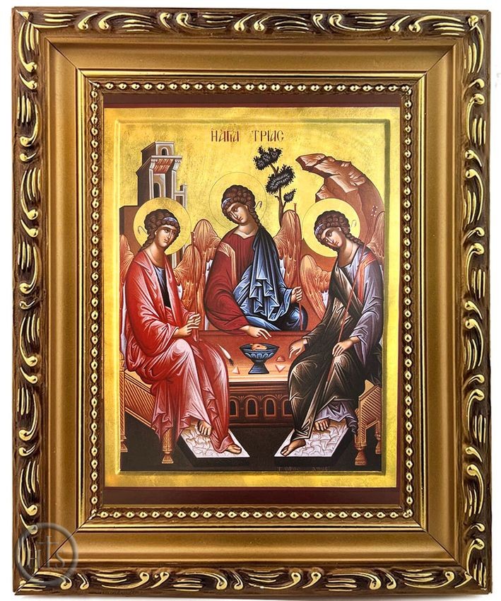 HolyTrinityStore Photo - The Holy Trinity, Wooden Frame Gold Foil Icon with Stand
