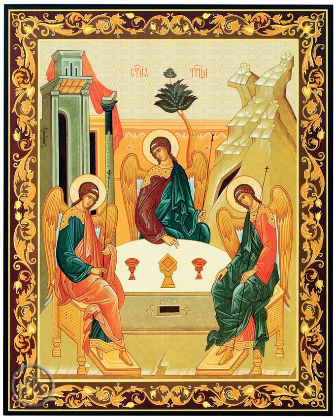 Product Picture - The Holy Trinity, Gold Foil Orthodox Icon with Stand
