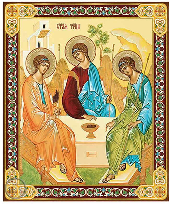 HolyTrinityStore Photo - The Holy Trinity, Gold Foil Orthodox Icon with Stand
