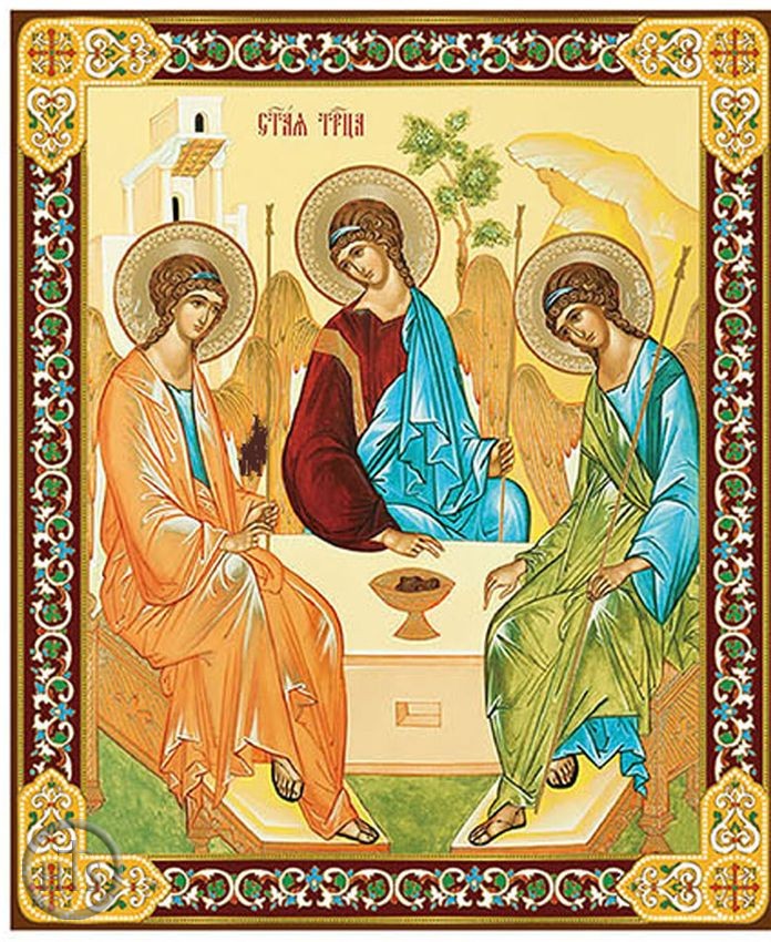 HolyTrinity Pic - The Holy Trinity, Gold Foil Wooden Orthodox Mini Icon