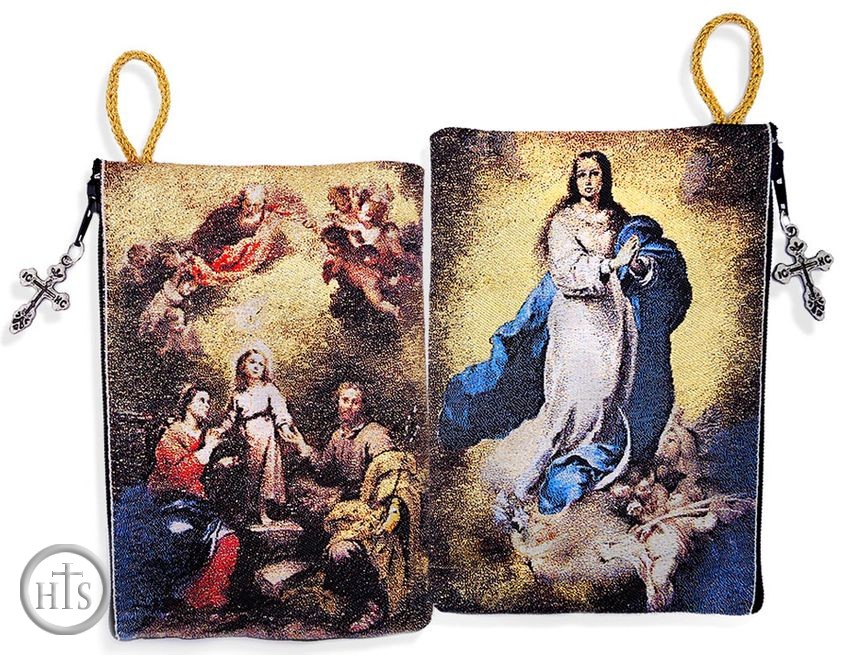HolyTrinity Pic - The Immaculate Conception & Holy Family, Rosary Pouch Case