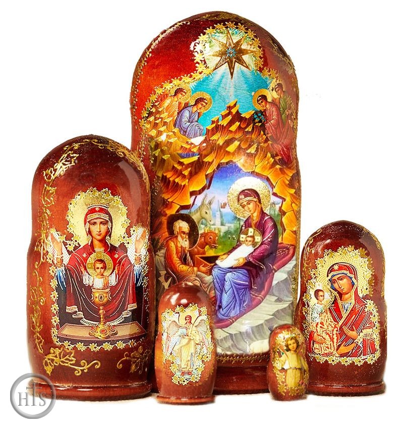 Image - The Nativity, 5 Nesting Icon Doll, Hand Painted, 7