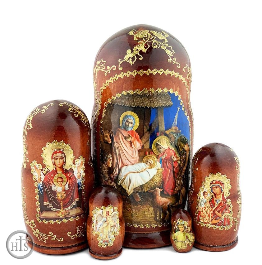 Product Pic - The Nativity, 5 Nesting Icon Doll, Hand Painted, 7