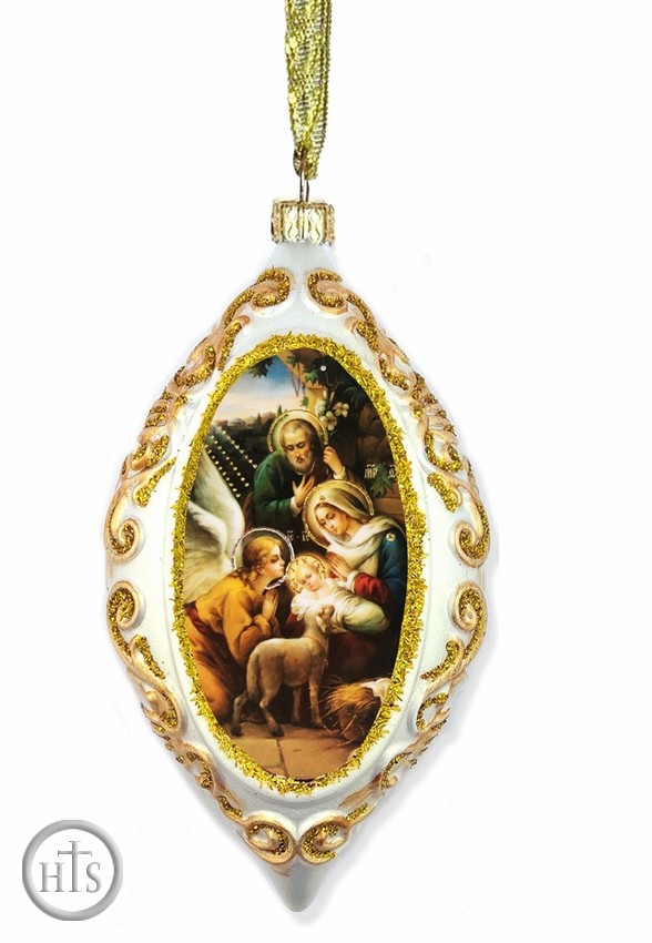 Pic - Nativity Adoration, Not Breakable Christmas Decoration, White/Gold