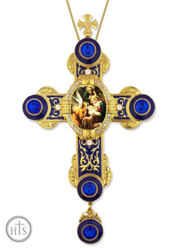 Product Pic - Nativity of Christ Icon in Byzantine Styled Cross Ornament