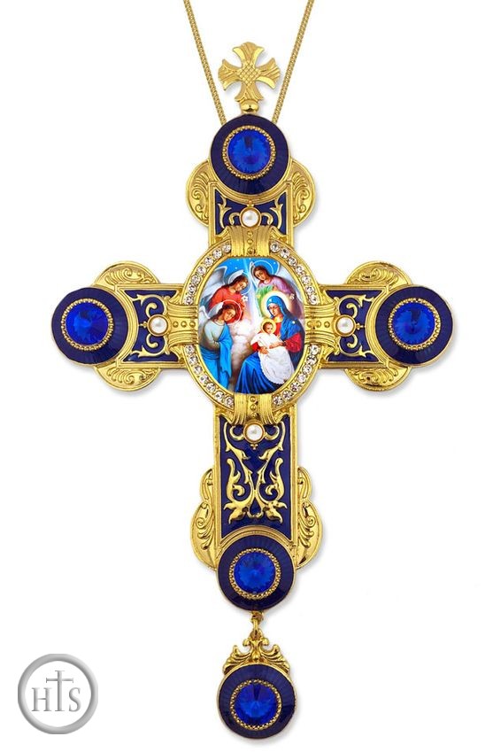 Image - Nativity of Christ Icon in Byzantine Styled Cross Ornament