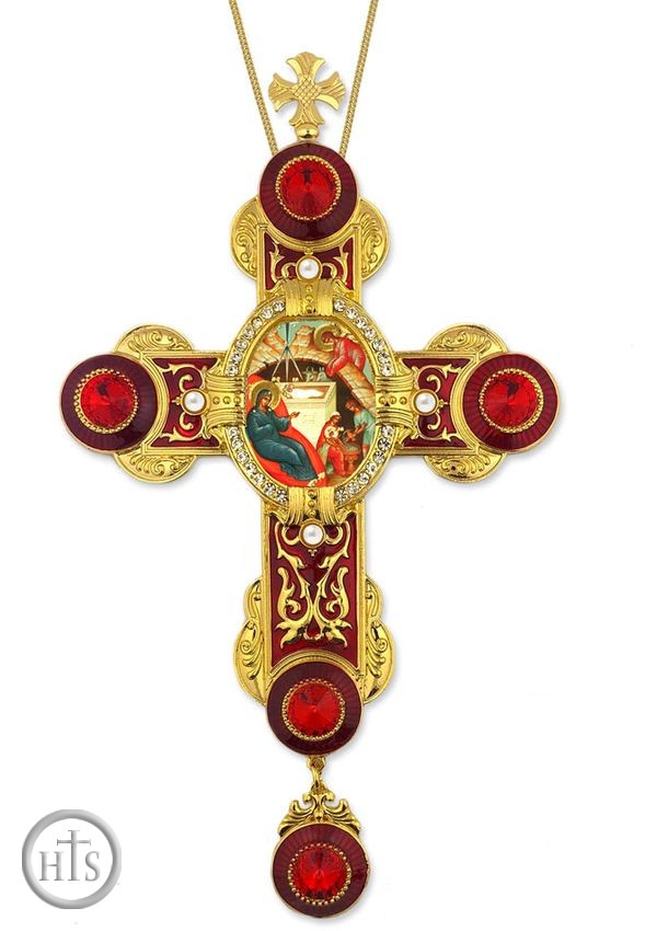 HolyTrinity Pic - Nativity of Christ Icon in Byzantine Styled Cross Ornament