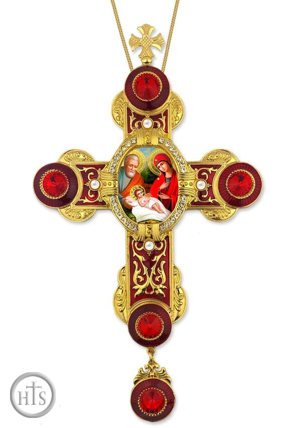 Photo - The Holy Family Icon in Byzantine Styled Cross Ornament