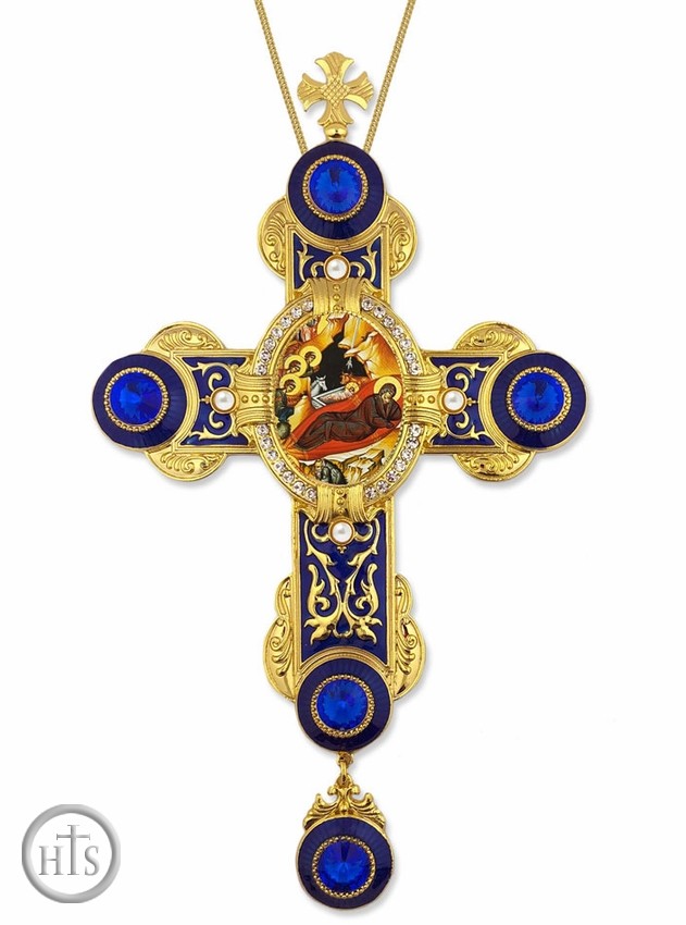 HolyTrinity Pic - The Nativity, Greek Icon in Byzantine Styled Cross Ornament