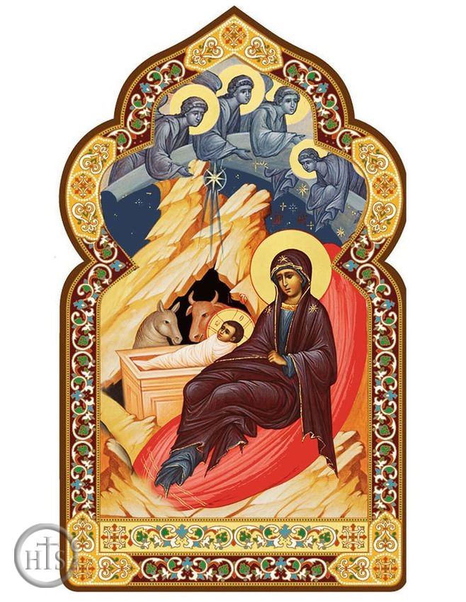 HolyTrinity Pic - The Nativity, Dome Shape Orthodox Icon with Stand