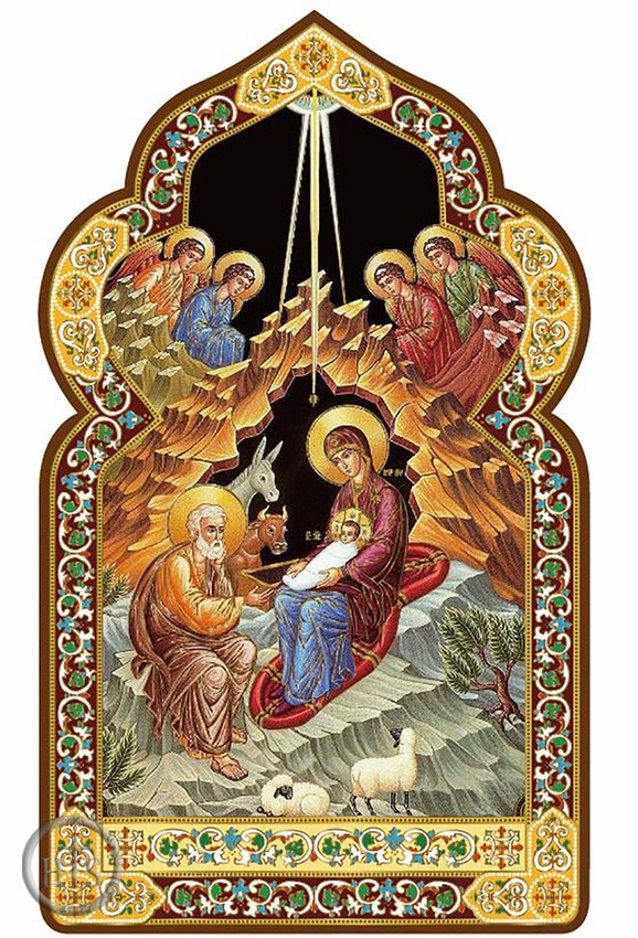 Photo - The Nativity, Dome Shape Orthodox Icon with Stand