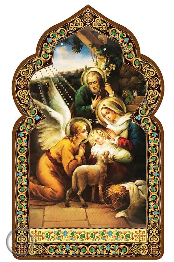 Picture - The Nativity, Dome Shape Orthodox Icon with Stand