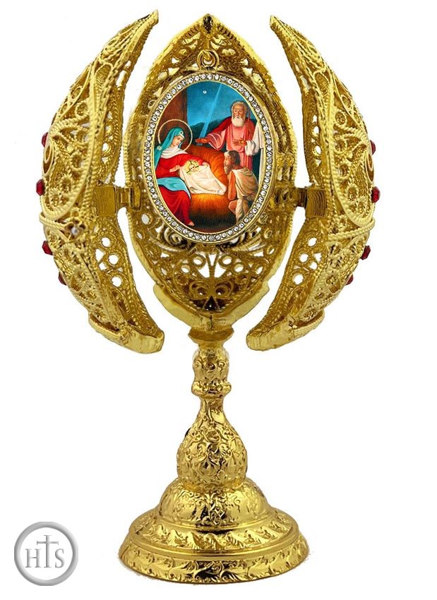 HolyTrinityStore Picture - The Nativity, Filigree Style Icon Egg, 6