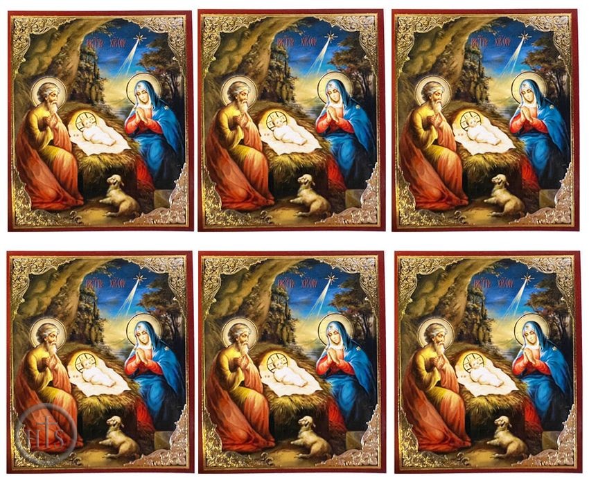 HolyTrinity Pic - The Nativity, Set of 6 Gold Foiled Laminated Cards