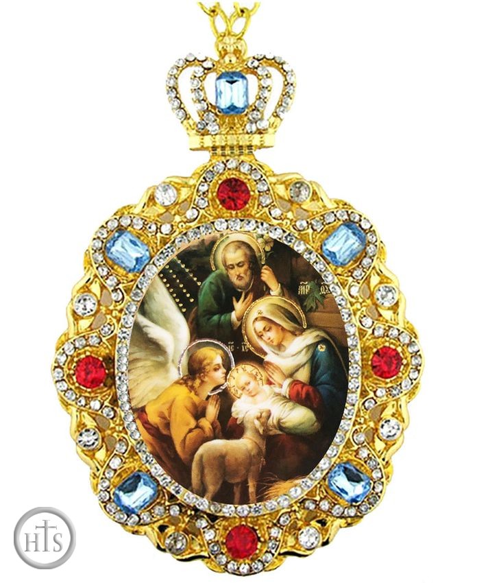 Pic - The Nativity, Jeweled Icon Ornament with Chain
