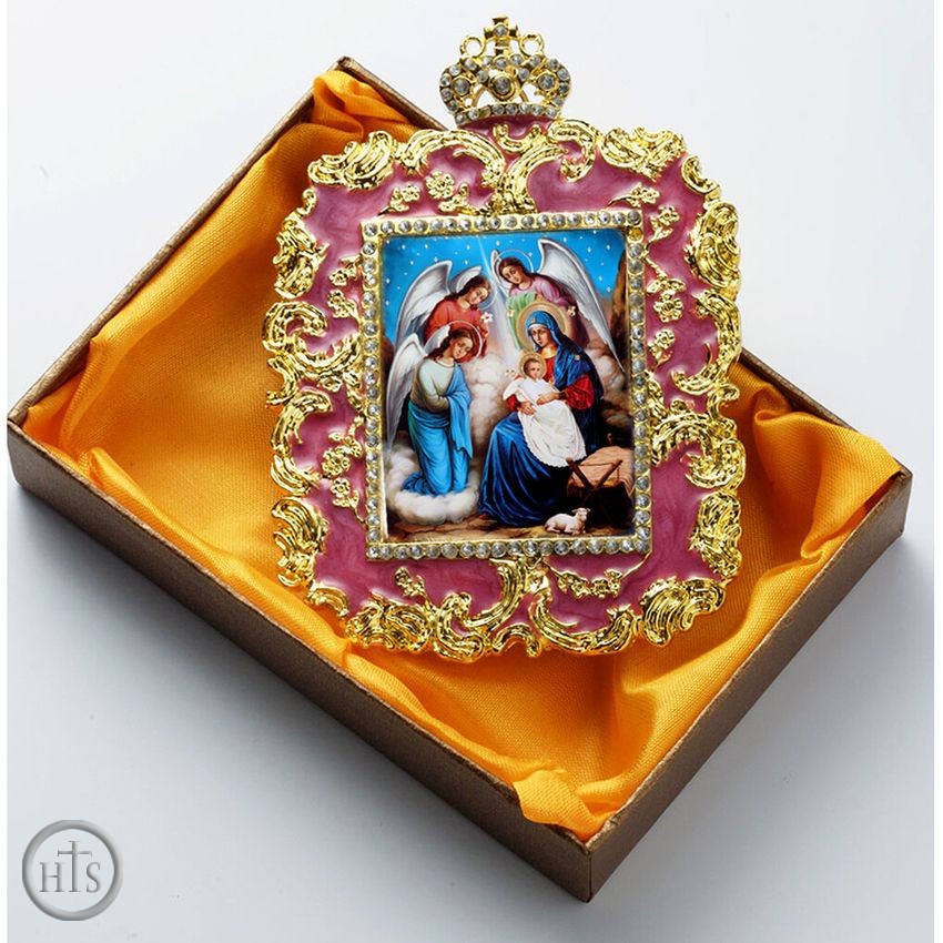 HolyTrinity Pic - Nativity of Christ, Square Shaped Icon Ornament with Chain