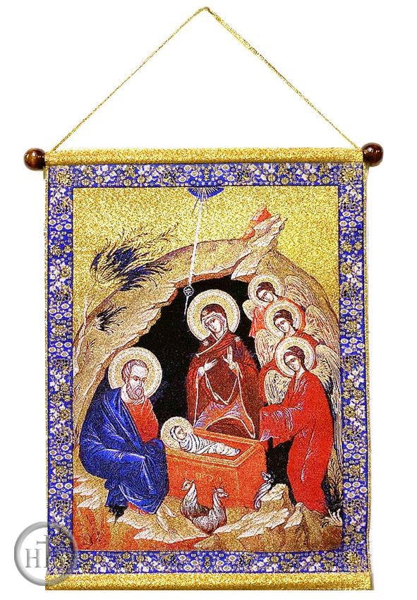 Picture - The Nativity, Hanging Tapestry Icon Banner 