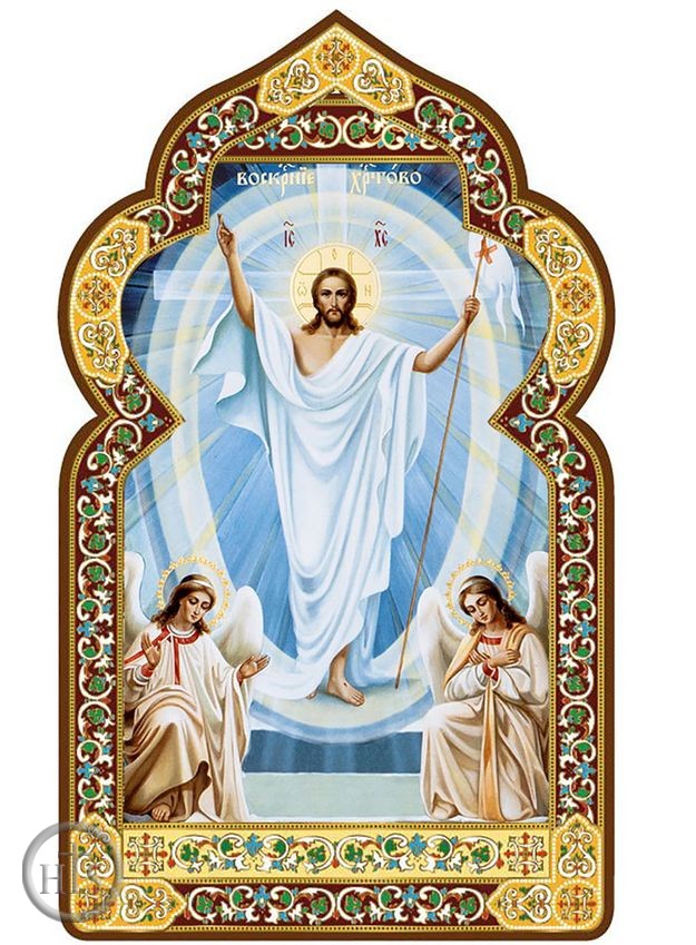 Product Photo - The Resurrection, Dome Shape Orthodox Icon with Stand