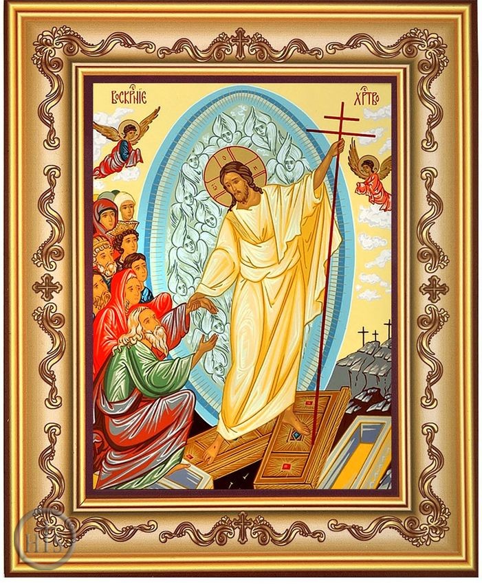 Image - The Resurrection With Seraphim Angels, Orthodox Framed Icon