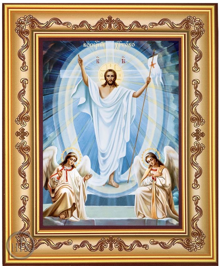 Product Photo - The Resurrection With Seraphim Angels, Orthodox Framed Icon