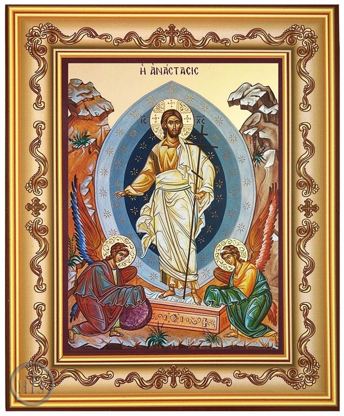 Product Image - Resurrection of Christ, Wooden Frame Byzantine Icon with Stand