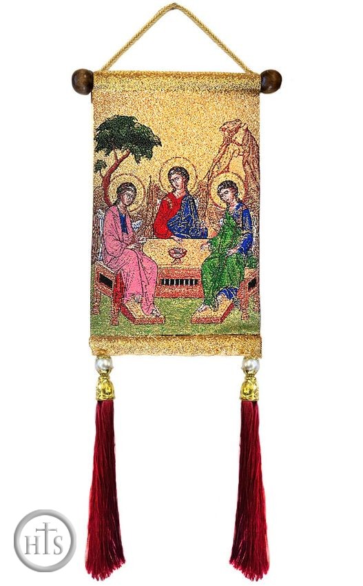 Product Photo - The Holy Trinity, Hanging Tapestry Icon Banner With Tassels