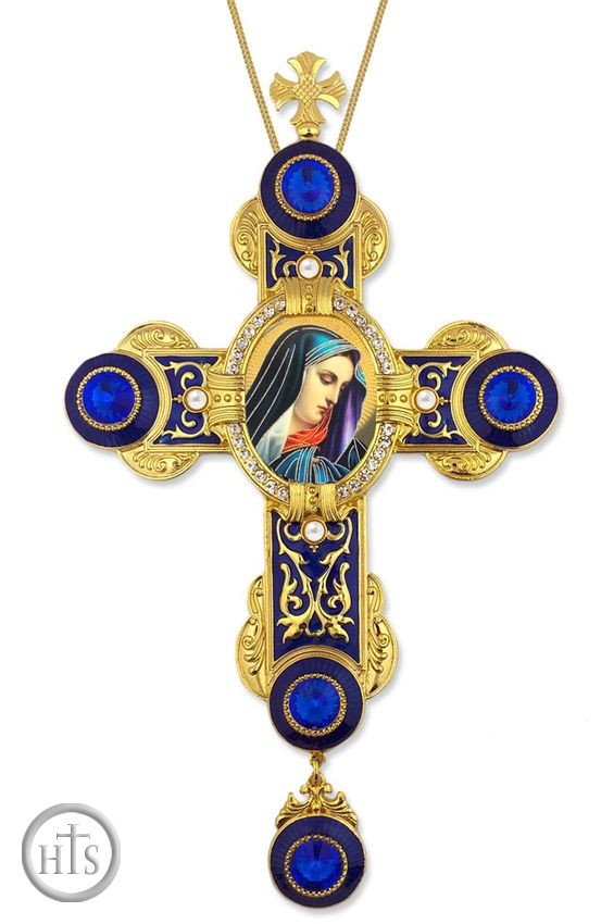 Product Pic - Virgin Mary of Sorrows Icon in Byzantine Styled Cross Ornament