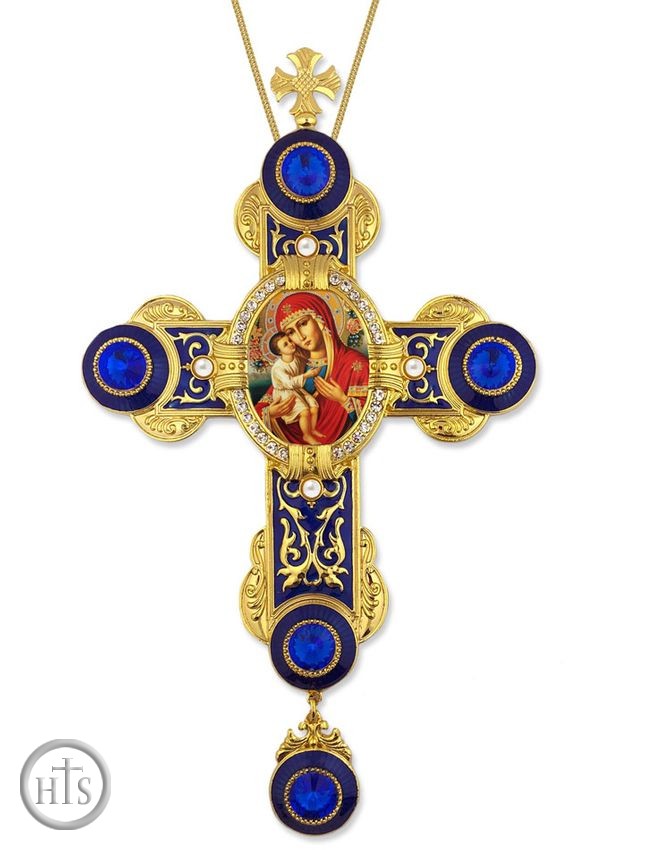 Image - Virgin Mary Zirovitskaya Icon in Byzantine Styled Cross Ornament