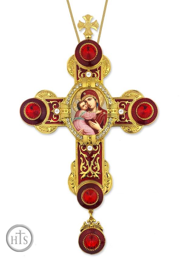 HolyTrinityStore Photo - Virgin of Vladimir Icon in Byzantine Styled Cross Ornament