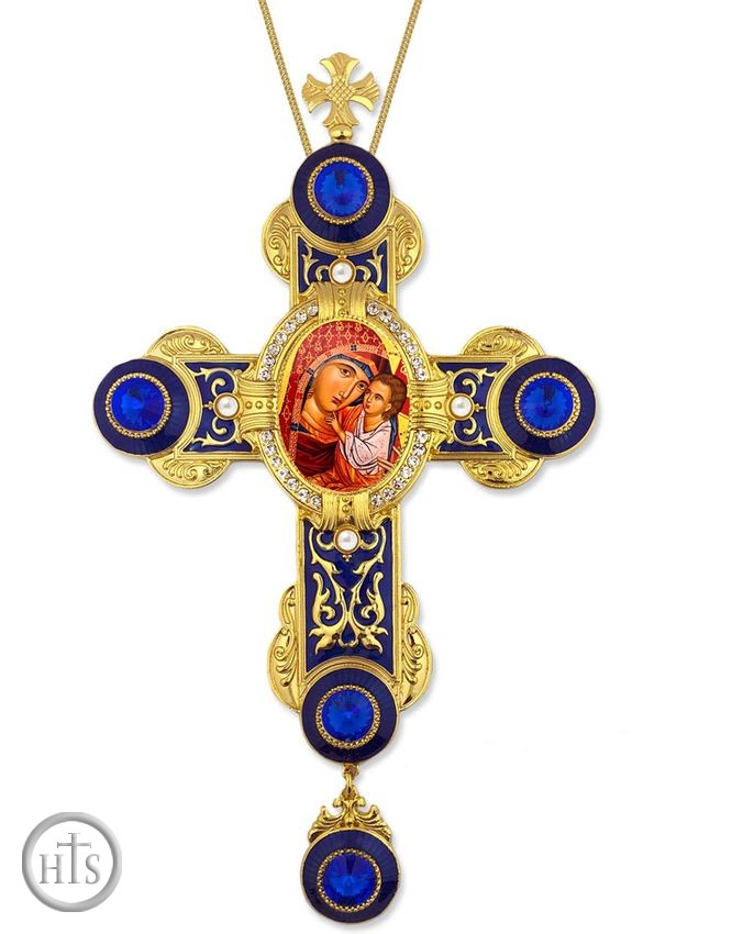 Product Image - Virgin Mary and Child, Healer, Greek  Icon in Byzantine Styled Cross Ornament