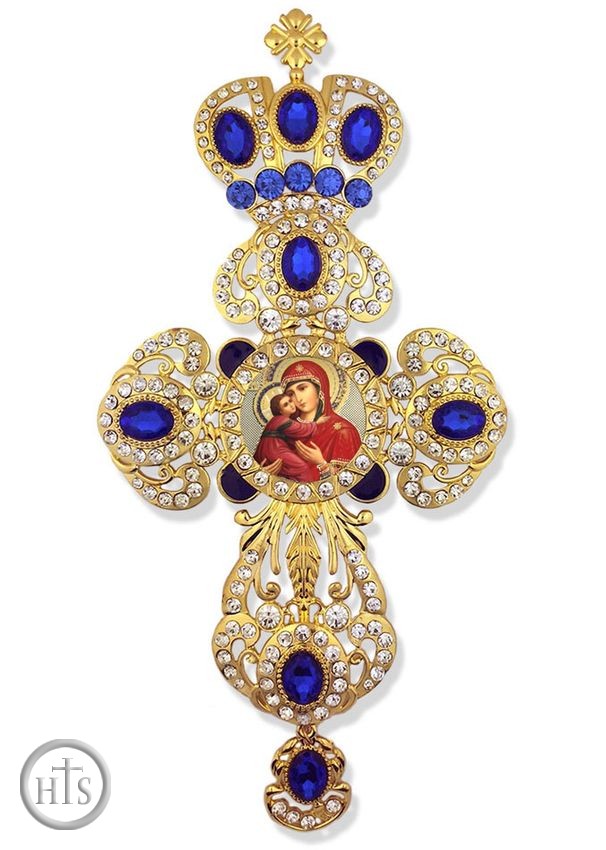 HolyTrinityStore Picture - Virgin of Vladimir, Framed Cross-Shaped Icon Ornament
