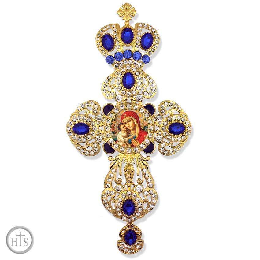 Product Photo - Virgin Mary Zirovitskaya - Flowers, Framed Cross-Shaped Icon Ornament