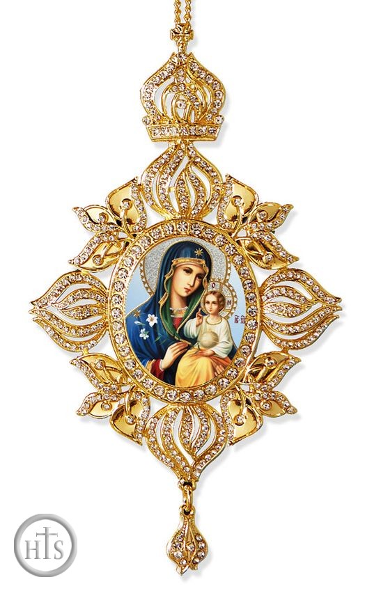 HolyTrinityStore Image - Virgin Mary The Eternal Bloom, Framed Icon Ornament, Byzantine Style 