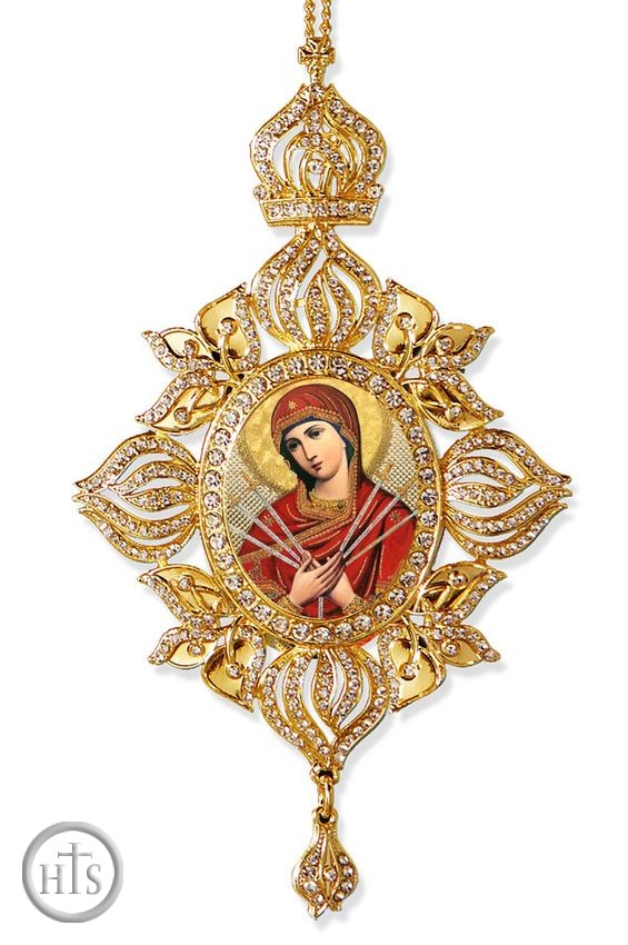 HolyTrinity Pic - Virgin Mary of Sorrows, Framed Icon Ornament, Byzantine Style 