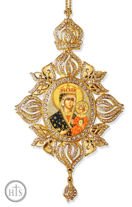 Product Pic - Virgin Mary Czestochova, Framed Icon Ornament, Byzantine Style 