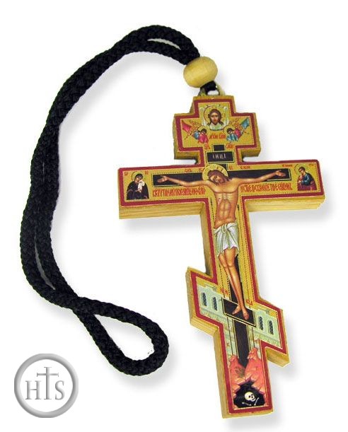 HolyTrinityStore Picture - Three Barred Wooden Small Decoupage Cross