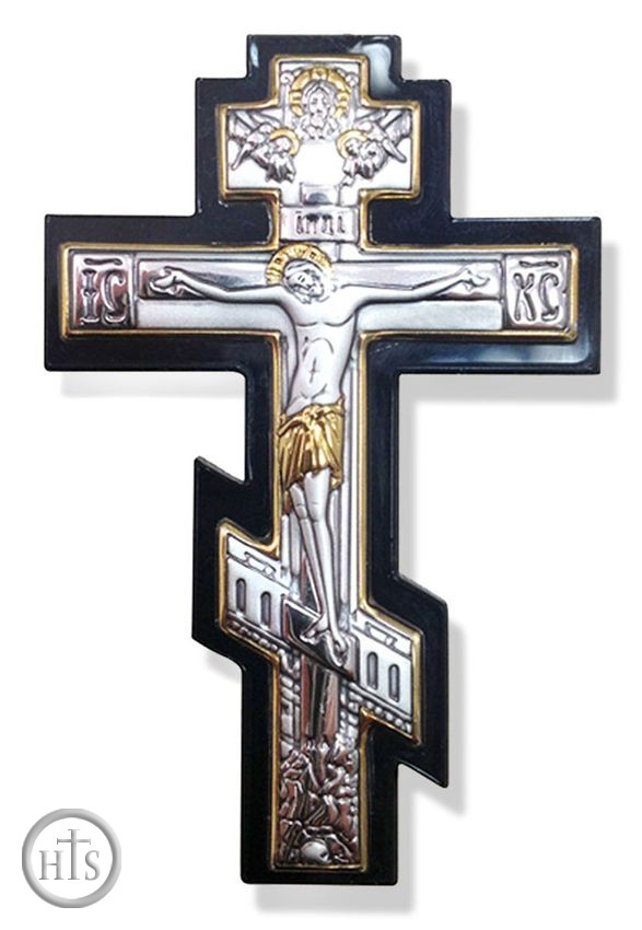 Image - Three Barred Cross with Metal Corpus Crucifix 