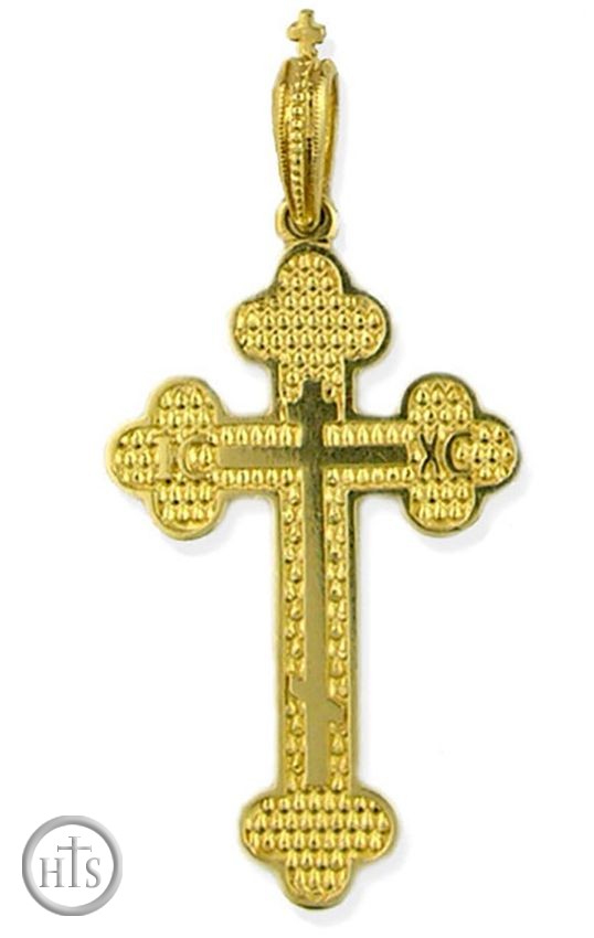 Product Photo - Orthodox Three Barred  Reversible Gold Cross, 14 KT