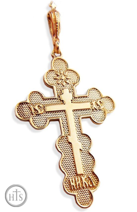 Pic - Three Barred Reversible Orthodox  Cross, Gold  14 KT