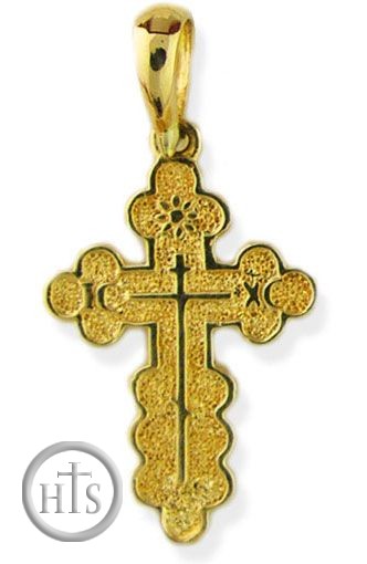 HolyTrinity Pic - Orthodox Three Barred Reversible 14 KT Gold Cross, Small