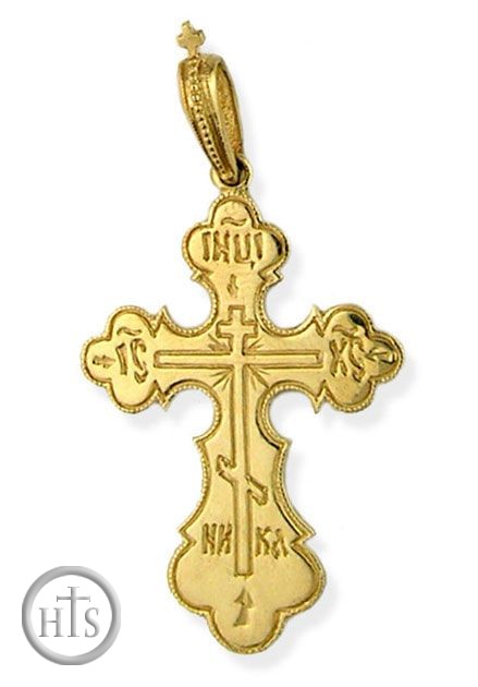 Image - Russian Orthodox Three Barred  Gold Cross, ICXC NIKA 
