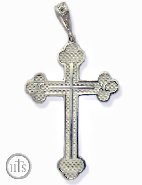 Photo - Three Barred  Sterling Silver  Orthodox Cross, ICXC, Large