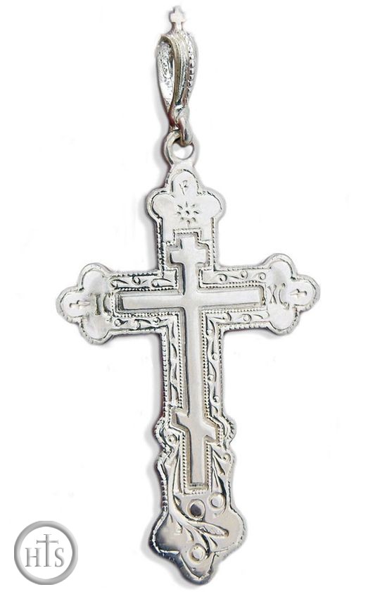 HolyTrinityStore Picture - Three Barred  Sterling Silver  Reversible Cross, ICXC  
