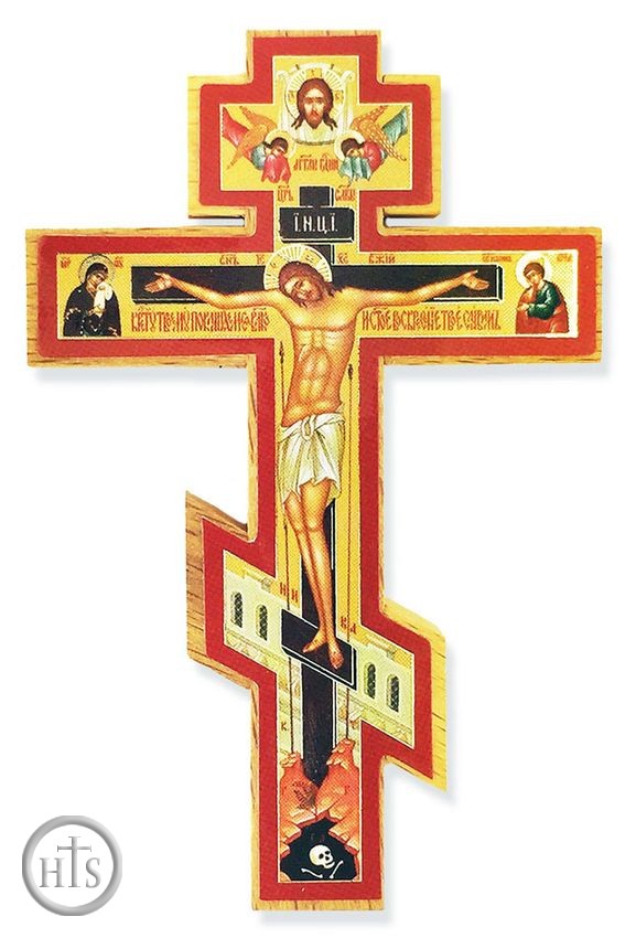 Pic - Three Barred Decoupage Wooden Cross with Corpus Crucifix