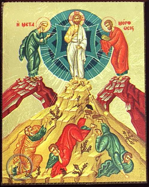 Image - The Transfiguration, Serigraph Mini Icon,  Bronze Leaf