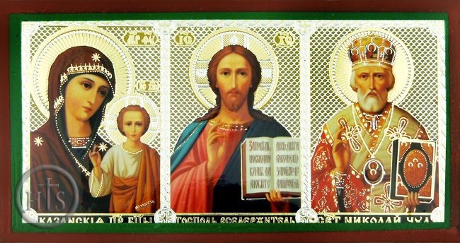 Picture - Virgin of Kazan, Christ & St. Nicholas, MiniTriptych 