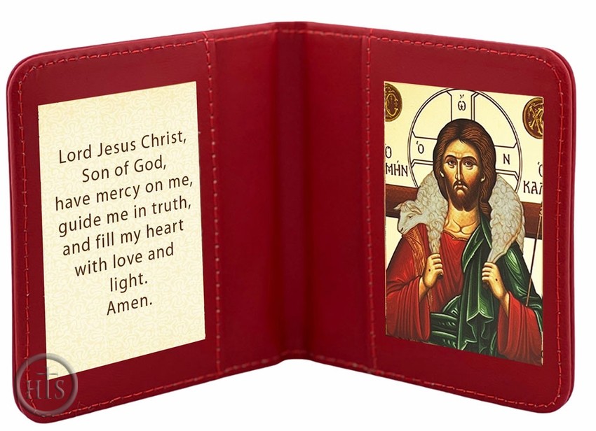 HolyTrinityStore Picture - Travel Prayer Book with Christ The Good Shepherd Icon and Prayer