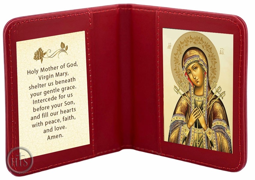HolyTrinity Pic - Travel Prayer Book with Virgin Mary Seven Arrows Icon and Prayer