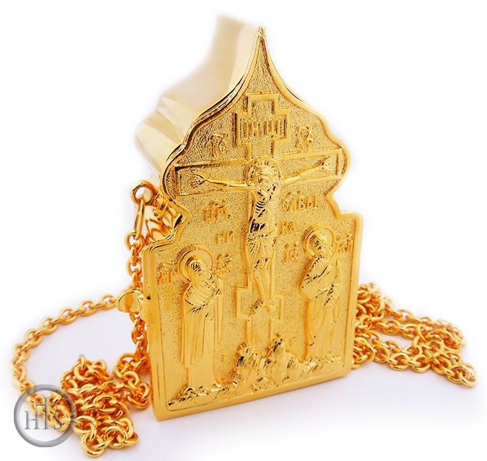 HolyTrinity Pic - Travel Tabernacle, Gold Plated With Chain